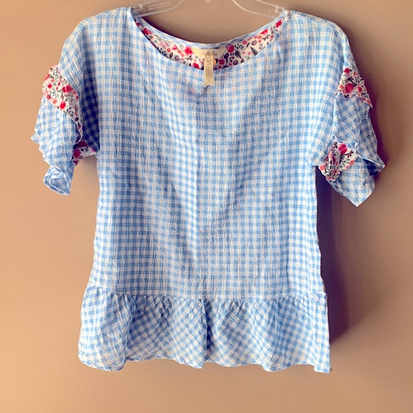 Matilda Jane blue gingham top xs - Picture 1 of 4